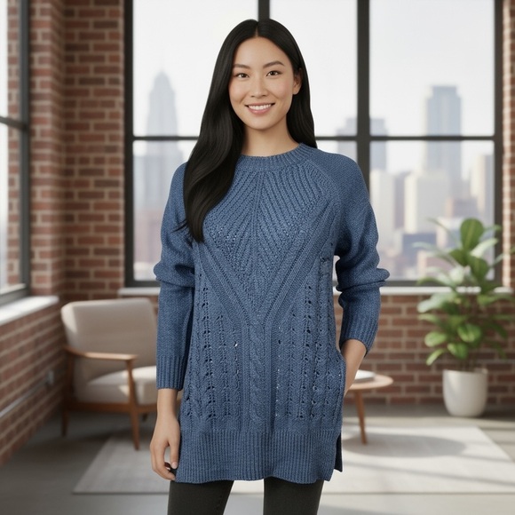 Paper Crane Sweaters - Ethereal by Paper Crane Blue Knit Sweater